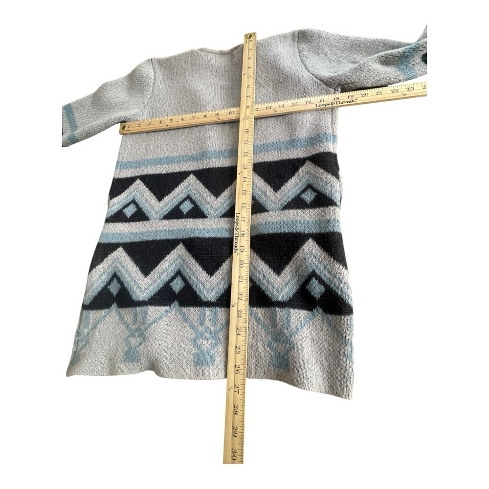 Active USA Women's Long Sleeve Gray Southwest Aztec Print Cardigan Sweater sz L - Picture 4 of 9